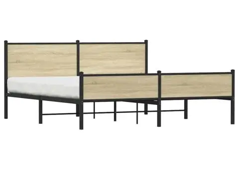 Cadru de pat metalic fără saltea, stejar sonoma, 180x200 cm - 3/5