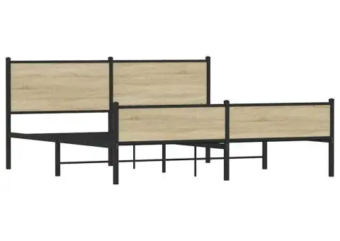 Cadru de pat metalic fără saltea, stejar sonoma, 180x200 cm - 4/5