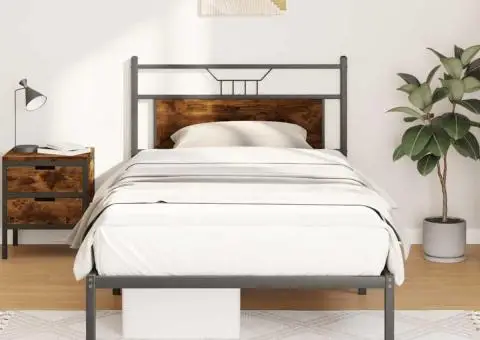 Cadru de pat fără saltea Stejar afumat 107x203cm Lemn prelucrat - 1/5