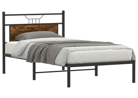 Cadru de pat fără saltea Stejar afumat 107x203cm Lemn prelucrat - 3/5