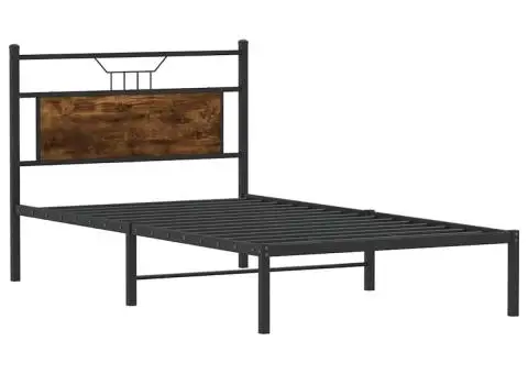 Cadru de pat fără saltea Stejar afumat 107x203cm Lemn prelucrat - 5/5