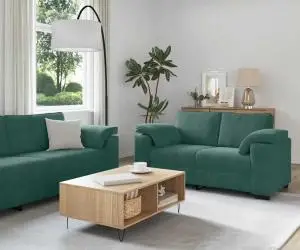 vidaXL Set de canapele cu perne, 3 piese, verde închis, catifea