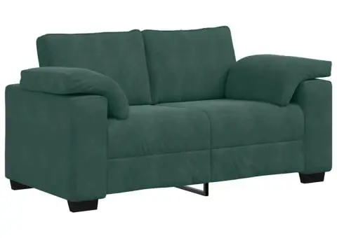 Set de canapele cu perne, 3 piese, verde închis, catifea - 5/5