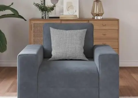 Canapea scaun gri închis 60 cm catifea - 3/5