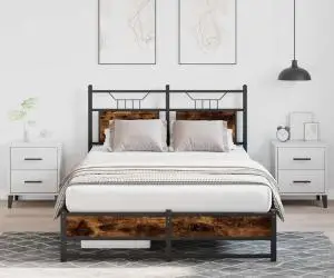 vidaXL Cadru pat fără saltea stejar fumuriu 120x200 cm, lemn prelucrat
