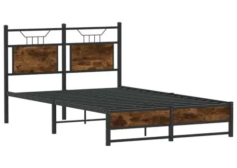 Cadru pat fără saltea stejar fumuriu 120x200 cm, lemn prelucrat - 5/5