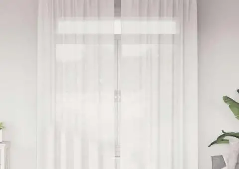 Perdele Voile cu Bucle 2 buc Alb 140x260 cm - 1/5