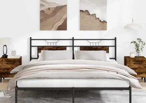 Cadru de pat fără saltea Stejar afumat 183x203cm Lemn prelucrat - 1/5