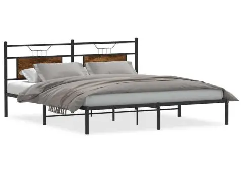 Cadru de pat fără saltea Stejar afumat 183x203cm Lemn prelucrat - 2/5