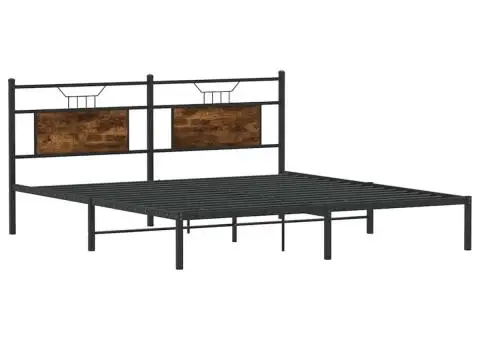 Cadru de pat fără saltea Stejar afumat 183x203cm Lemn prelucrat - 5/5