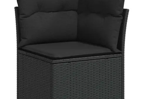 Set canapele de grădină cu perne, 10 piese, negru, poliratan - 4/5