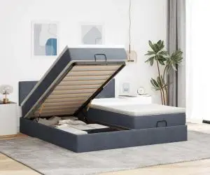 vidaXL Cadru de pat otoman cu saltele Gri închis 180x200cm catifea
