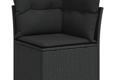 Set mobilier grădină perne 9 piese negru poliratan/lemn acacia - 4/5