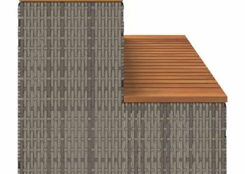 Trepte pentru cada hidromasaj gri poliratan și salcâm solid - 5/5