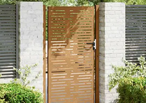 Poartă pentru grădină, 105x205 cm, oțel corten, dreptunghiuri - 3/5