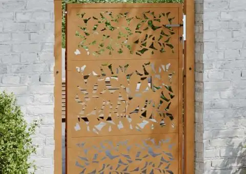 Poarta de gradina Design cu frunze otel rezistent la intemperii - 1/5