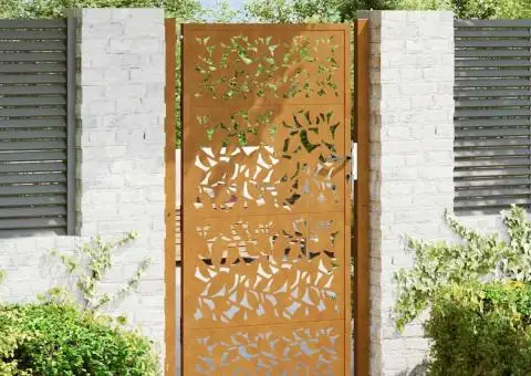 Poartă grădină Design cu frunze oțel rezistente la intemperii - 1/5
