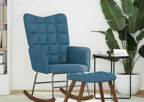 Scaun balansoar cu scaun catifea albastră - 2/5