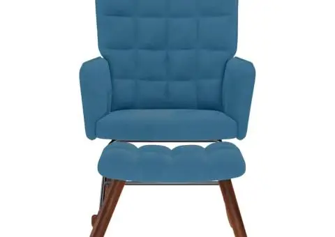 Scaun balansoar cu scaun catifea albastră - 3/5