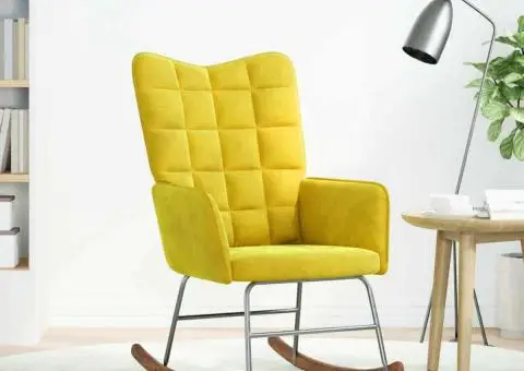 Scaun balansoar, galben, catifea - 2/5