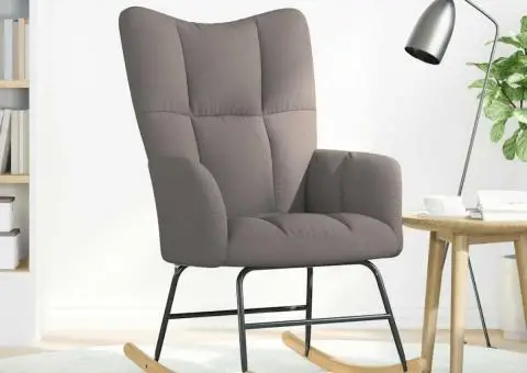 Scaun balansoar, gri taupe, material textil - 2/5