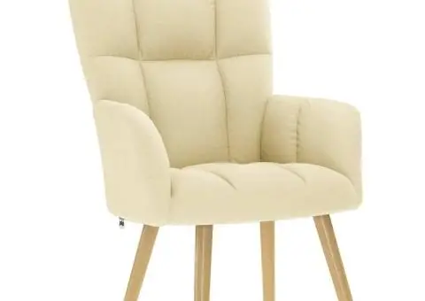 Scaun de relaxare, crem, material textil - 1/5