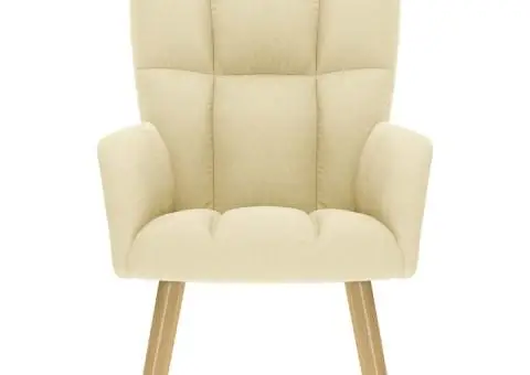 Scaun de relaxare, crem, material textil - 3/5