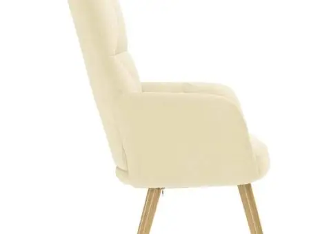 Scaun de relaxare, crem, material textil - 4/5