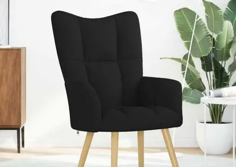 Scaun de relaxare, negru, material textil - 2/5