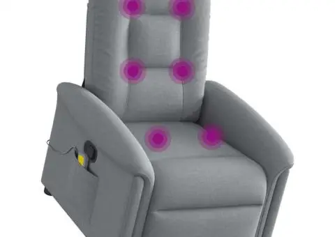 Fotoliu de masaj rabatabil cu ridicare, gri deschis, textil - 2/5