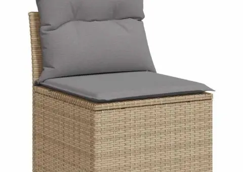 Set canapele de grădină cu perne, 5 piese, bej, poliratan - 3/5