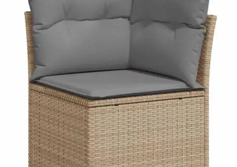 Set canapele de grădină cu perne, 5 piese, bej, poliratan - 4/5