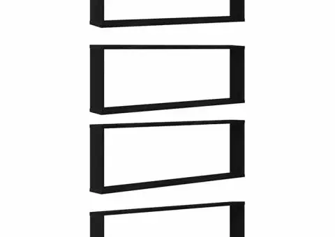 Rafturi cub de perete 4 buc Stejar negru Lemn prelucrat - 2/5