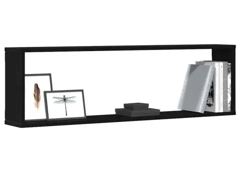 Rafturi cub de perete 4 buc Stejar negru Lemn prelucrat - 4/5