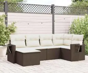 vidaXL Set canapele de grădină cu perne, 6 piese, maro, poliratan