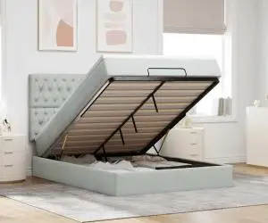vidaXL Cadru de pat otoman cu saltele Gri deschis 140x190cm catifea