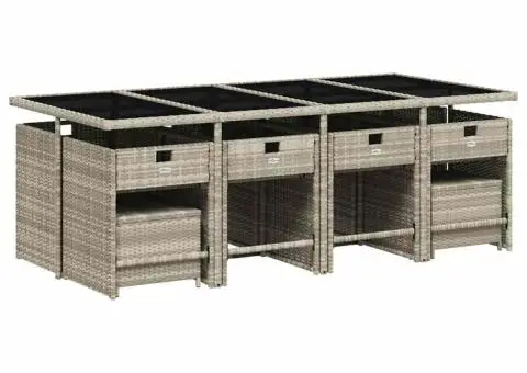 Set mobilier de grădină cu perne 13 piese gri deschis poliratan - 3/5