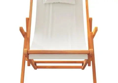 Scaune de plajă pliante, 2 buc., crem, material textil - 4/5