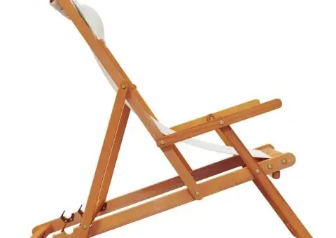 Scaune de plajă pliante, 2 buc., crem, material textil - 5/5