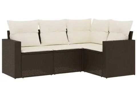 Set canapele de grădină, 4 piese, cu perne, maro poliratan maro - 2/3