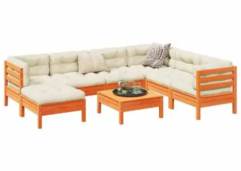 Set canapele grădină cu perne, 8 piese, maro, lemn masiv de pin - 1/5