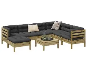 vidaXL Set canapea de grădină, 8 piese, lemn de pin tratat