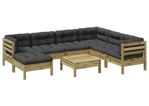 Set canapea de grădină, 8 piese, lemn de pin tratat - 2/5