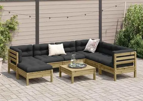 Set canapea de grădină, 8 piese, lemn de pin tratat - 3/5