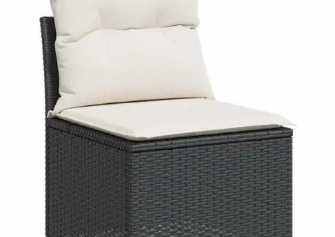 Set canapele de grădină cu perne, 10 piese, negru, poliratan - 3/5