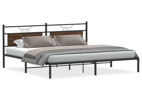 Cadru de pat fără saltea Stejar maro 200x200 cm Lemn prelucrat - 2/5