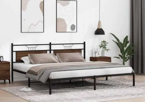 Cadru de pat fără saltea Stejar maro 200x200 cm Lemn prelucrat - 5/5