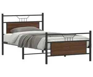 vidaXL Cadru de pat fără saltea Stejar maro 107x203 cm Lemn prelucrat