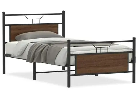 Cadru de pat fără saltea Stejar maro 107x203 cm Lemn prelucrat - 2/5