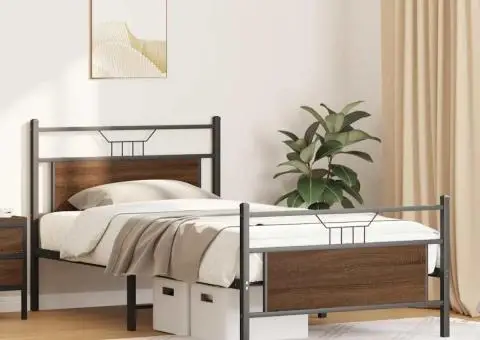 Cadru de pat fără saltea Stejar maro 107x203 cm Lemn prelucrat - 5/5